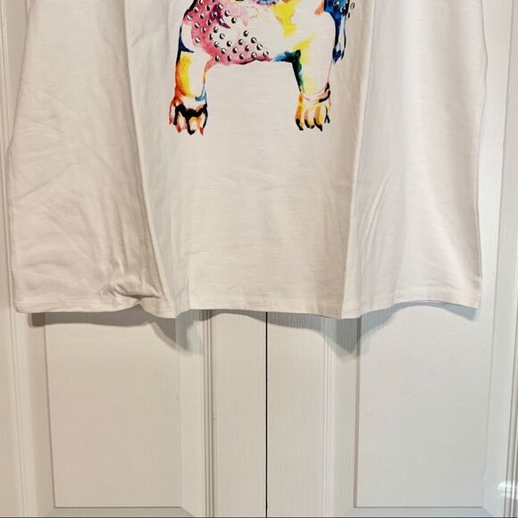 FOR THE REPUBLIC Rainbow Frenchie Dog Graphic T-Shirt with Accents Plus Size 1X - Picture 4 of 7